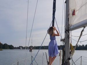 plaukimas jachta trakų ežere